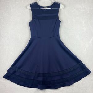 Lulus Dress Womens Small Blue Sleeveless Fit & Flare Midi Dress Formal Elegant